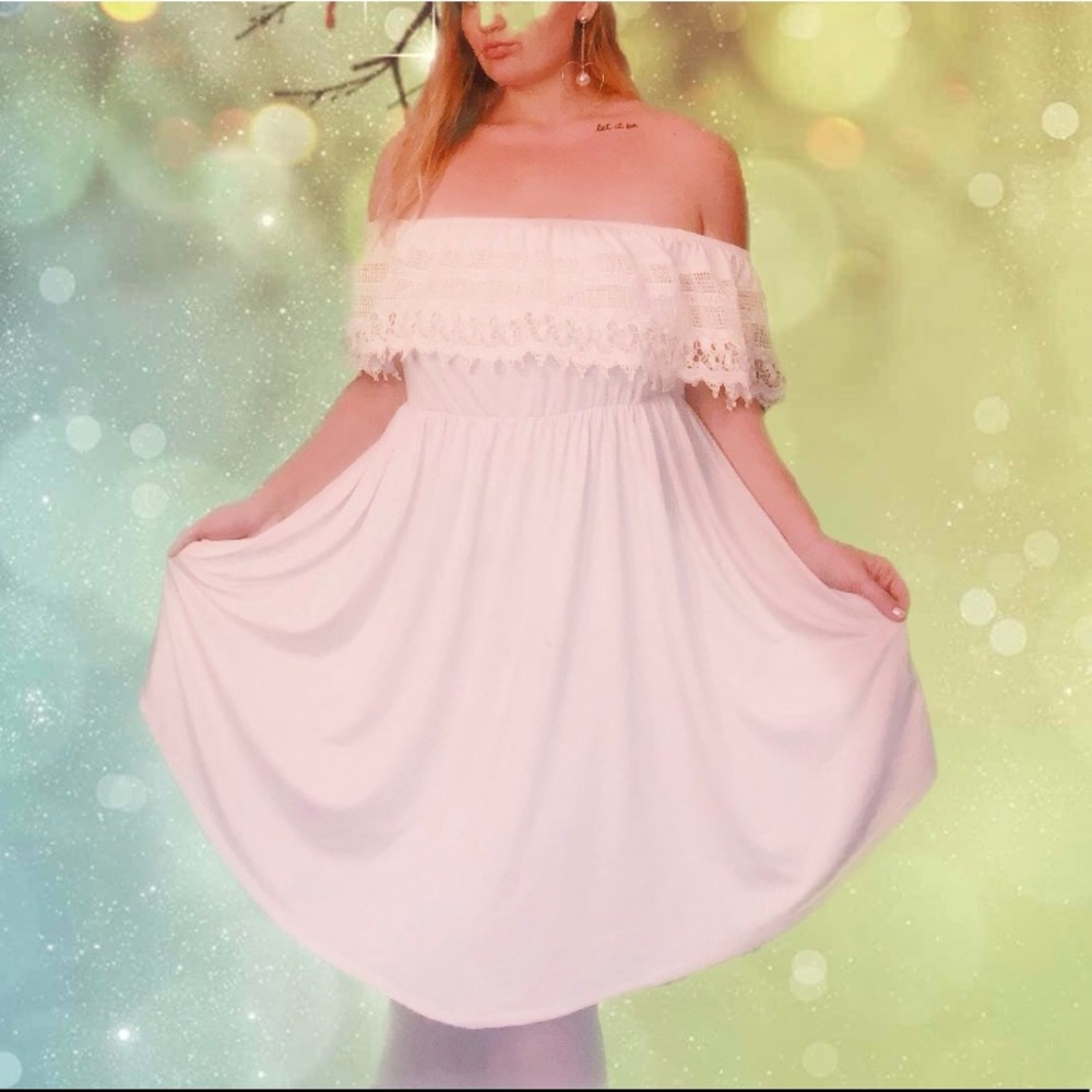 Off the shoulder cream/white dress